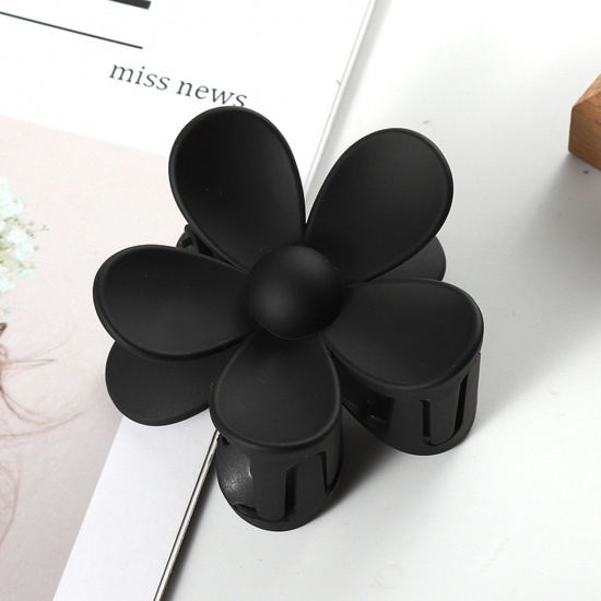 Picture of ABS Hair Clips Black Flower 7cm x 7cm, 1 Piece
