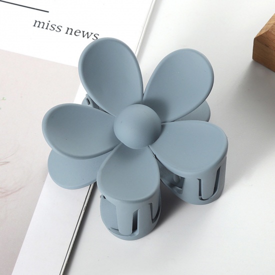 Bild von ABS Haarklammer Grau Blumen 7cm x 7cm, 1 Stück