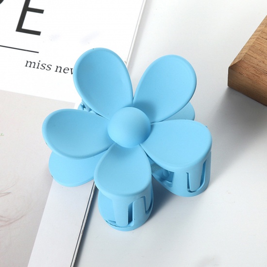 Bild von ABS Haarklammer Blau Blumen 7cm x 7cm, 1 Stück