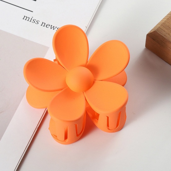 Bild von ABS Haarklammer Orange Blumen 7cm x 7cm, 1 Stück