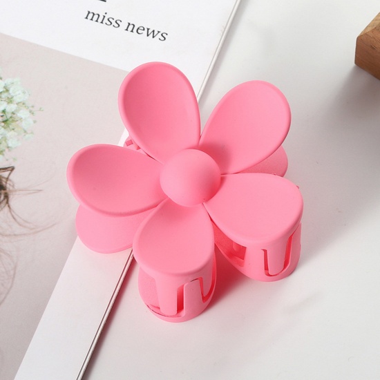 Picture of ABS Hair Clips Pink Flower 7cm x 7cm, 1 Piece