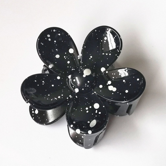 Bild von ABS Haarklammer Schwarz & Weiß Blumen Fleck 7cm x 7cm, 1 Stück