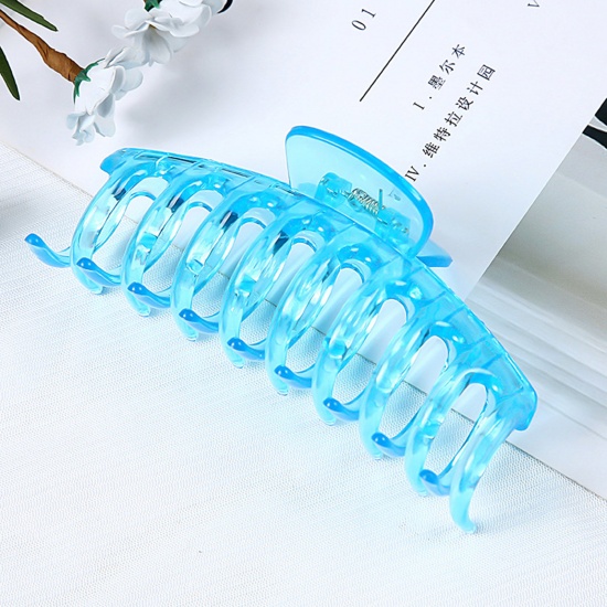 Picture of Plastic Hair Clips Blue Rectangle Transparent 11cm, 1 Piece