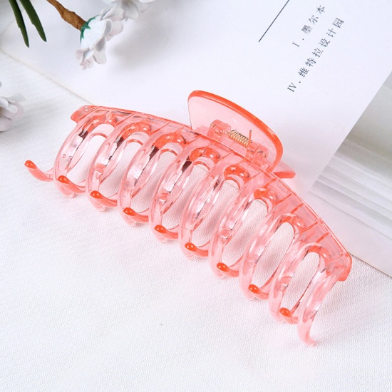 Picture of Plastic Hair Clips Pink Rectangle Transparent 11cm, 1 Piece