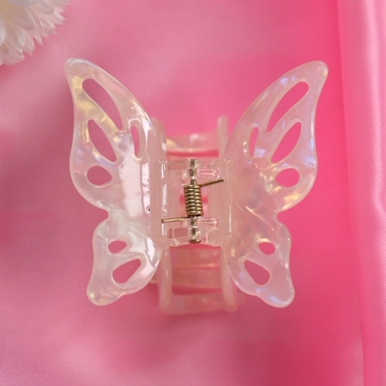 Picture of Acrylic Hair Clips AB Color Butterfly Animal Gradient Tie-Dye Hollow 6cm x 4.5cm, 1 Piece
