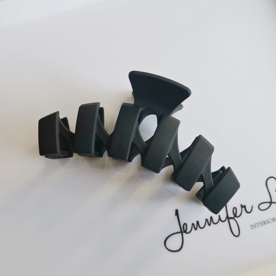 Image de Pinces à Cheveux en Plastique Noir Géométrique Givré 11cm x 5.5cm, 1 Pièce