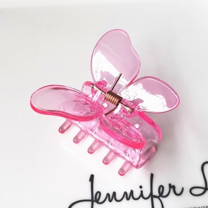 Bild von ABS Plastik Haarklammer Hellrosa Schmetterling Transparent 5cm, 1 Stück