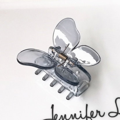 Bild von ABS Plastik Haarklammer Grau Schmetterling Transparent 5cm, 1 Stück