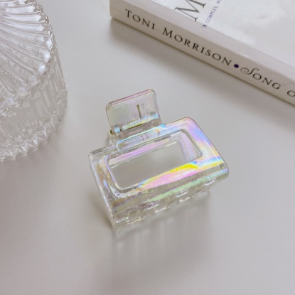 Picture of Plastic Hair Clips Clear AB Color Rectangle 5cm x 4.8cm, 1 Piece