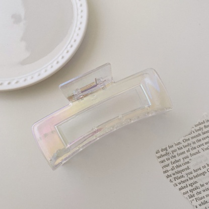 Picture of Plastic Hair Clips Clear AB Color Rectangle 10.5cm x 5cm, 1 Piece