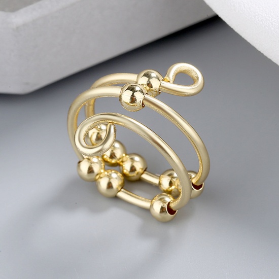 Picture of Open Adjustable Anxiety Ring with Beads Spinner Ring for Anxiety Spinning Ring Gold Plated Multilayer Geometric 1 Piece