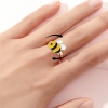 Picture of Children Kids Open Stress Relieving Anxiety Ring Fidget Spinner Rings Gold Plated Enamel Yellow Bee Animal 2cm Dia., 1 Piece