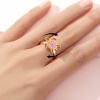Picture of Children Kids Open Stress Relieving Anxiety Ring Fidget Spinner Rings Gold Plated Enamel Pink Tortoise Animal 2cm Dia., 1 Piece
