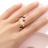 Picture of Children Kids Open Stress Relieving Anxiety Ring Fidget Spinner Rings Gold Plated Enamel White Cake 2cm Dia., 1 Piece