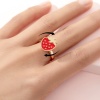 Picture of Children Kids Open Stress Relieving Anxiety Ring Fidget Spinner Rings Gold Plated Enamel Red Strawberry Fruit 2cm Dia., 1 Piece