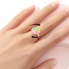 Picture of Children Kids Open Stress Relieving Anxiety Ring Fidget Spinner Rings Gold Plated Enamel Multicolor Four Leaf Clover 2cm Dia., 1 Piece