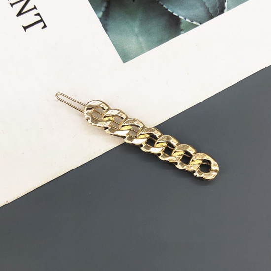 Bild von Einfach Metall Haarklammer Vergoldet Gliederkette Hohl 8cm, 1 Stück