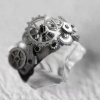 Picture of Steampunk Unadjustable Rings Silver Tone Hollow Gear 16.5mm(US Size 6), 1 Piece