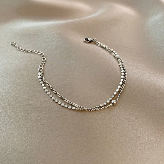 Immagine di Copper Exquisite Bracelets Silver Tone Round 16cm(6 2/8") long, 1 Piece