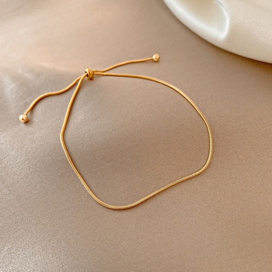 Immagine di Copper Exquisite Adjustable Slider/ Slide Bolo Bracelets Gold Plated Link Chain 17cm(6 6/8") long, 1 Piece