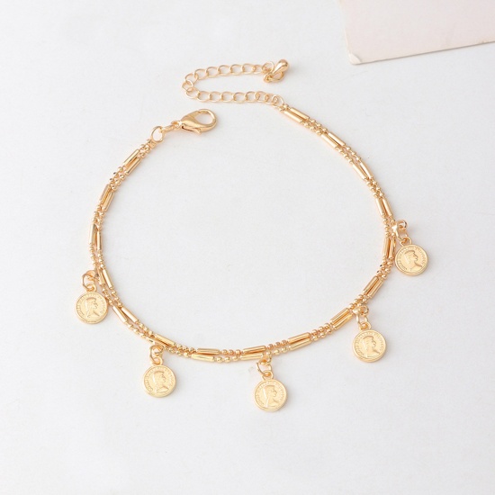 Picture of Exquisite Multilayer Layered Anklet Gold Plated Round Person 20cm(7 7/8") long, 1 Piece