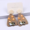 Picture of Acrylic Cute Ear Post Stud Earrings Silver Tone Coffee Cat Animal Tree 6cm x 3cm, 1 Pair