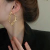 Picture of Ins Style Hoop Earrings Gold Plated Curve Circle Ring 3.8cm x 3.6cm, 1 Piece