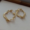 Immagine di Ins Style Hoop Earrings Gold Plated Curve Circle Ring 3.8cm x 3.6cm, 1 Piece