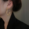 Immagine di Ins Style Hoop Earrings Gold Plated Curve Circle Ring 3.8cm x 3.6cm, 1 Piece