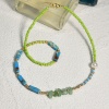 Imagen de Vidrio & Acrílico Bohemia Collar de Cuentas Chapado en Oro Azul Chip Beads Imitación de gema 40cm longitud, 1 Unidad
