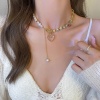 Imagen de Perlas de Agua Dulce Barroco Collar de Cuentas Chapado en Oro Corazón Claro Circón Artificial 40cm longitud, 1 Unidad
