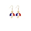 Picture of American Independence Day Ear Wire Hook Earrings Gold Plated Multicolor Umbrella Flag Of The United States Enamel 22mm x 19mm, 1 Pair