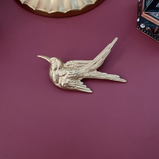 Bild von Retro Brosche Vögel Vergoldet 6.4cm x 3.8cm, 1 Stück
