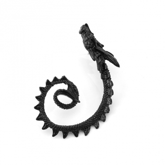 Image de Clip de Manchette d'Oreille sur les Boucles d'Oreilles Enveloppantes pour l'Oreille Droite Gothique Noir Dragon 7.5cm x 4.9cm, 1 Pièce