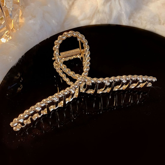 Immagine di Elegante Fermaglio per Capelli Oro Placcato Spirale 11.5cm , 1 Pz