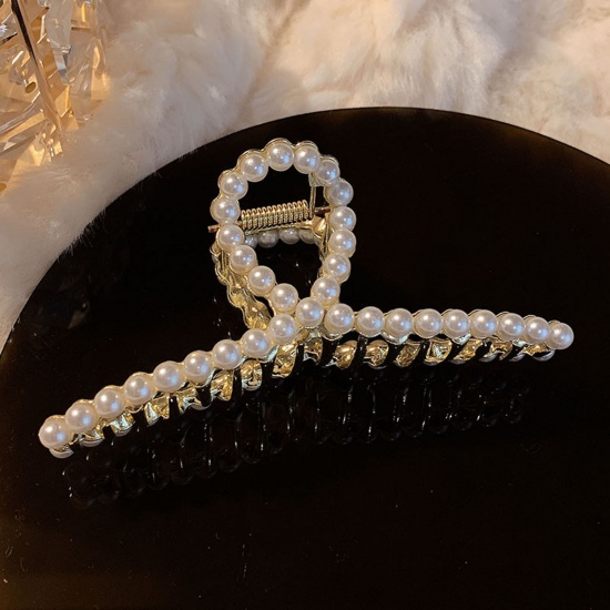 Immagine di Elegante Fermaglio per Capelli Oro Placcato Imitata Perla 11cm , 1 Pz