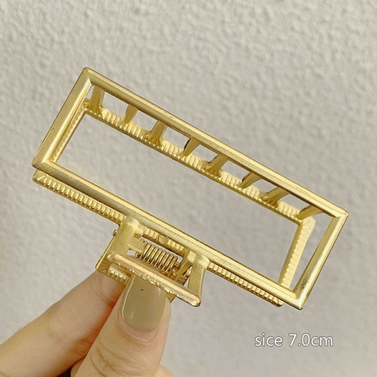 Immagine di Elegante Fermaglio per Capelli Oro Opaco Rettangolo 7cm , 1 Pz