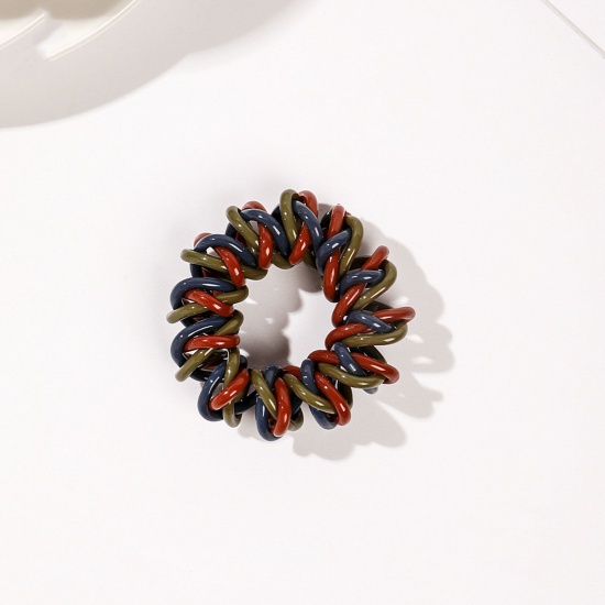 Immagine di Resina Semplice Elastico Molla Fermacapelli Multicolore Spirale Elastico 4.5cm Dia, 2 Pz