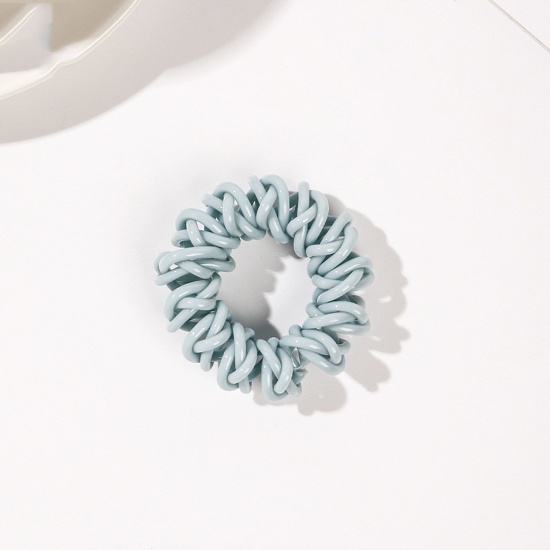 Immagine di Resina Semplice Elastico Molla Fermacapelli Azzurro Spirale Elastico 4.5cm Dia, 2 Pz