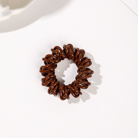 Immagine di Resina Semplice Elastico Molla Fermacapelli Colore del Caffè Spirale Elastico 4.5cm Dia, 2 Pz