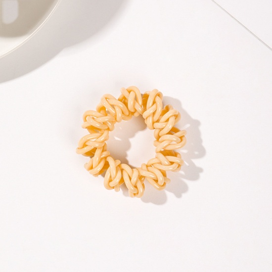Immagine di Resina Semplice Elastico Molla Fermacapelli Giallo Chiaro Spirale Elastico 4.5cm Dia, 2 Pz