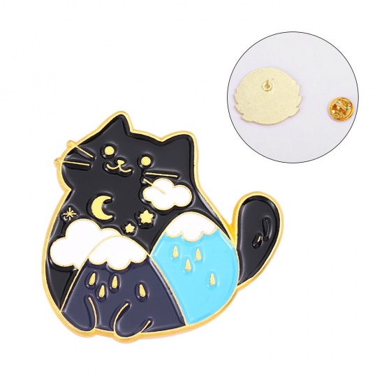 Bild von Niedlich Brosche Katze Bunt Emaille 3cm x 2.9cm, 1 Stück