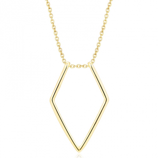 Imagen de Cobre Sencillo Collar con Colgante Chapado en Oro Geométrico 45cm longitud, 1 Unidad