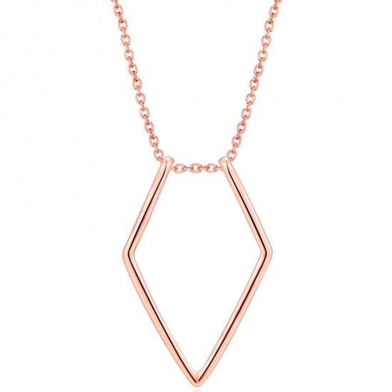 Imagen de Cobre Sencillo Collar con Colgante Oro Rosa Geométrico 45cm longitud, 1 Unidad