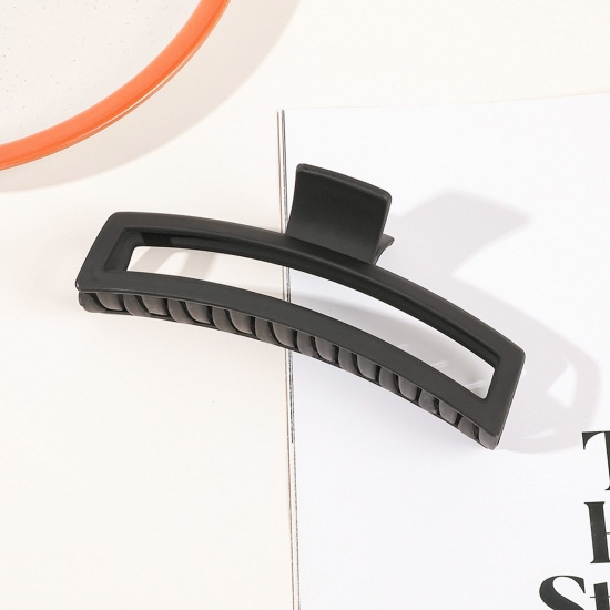 Imagen de ABS Retro Pinza de Pelo Negro Rectángulo Escarchado 13cm x 5.5cm, 1 Unidad