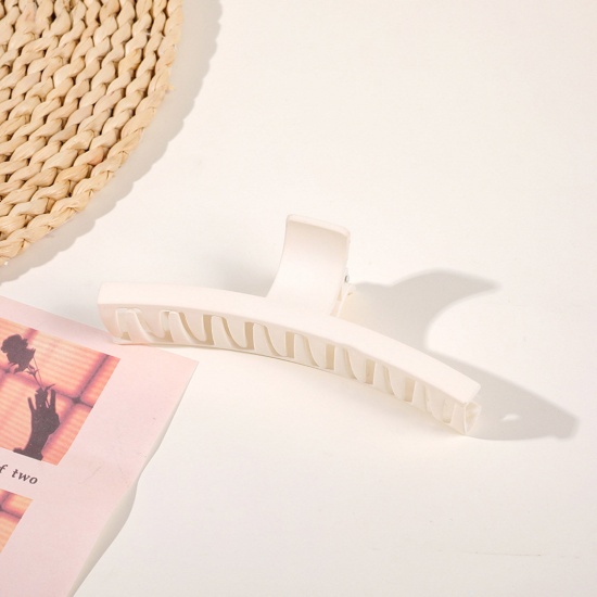 Bild von ABS Retro Haarspangen Klammern Milch Weiß Kleiderbügel Matt 13cm x 4.5cm, 1 Stück