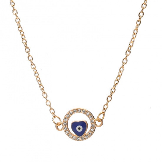 Immagine di Religione Collana con Ciondolo Oro Placcato Anello Malocchio Trasparente Strass 40cm Lunghezza, 1 Pz