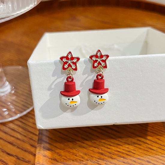 Bild von Acryl Niedlich Ohrring Bunt Weihnachten Weihnachtsmann Schneeflocke 3.7cm x 2cm, 1 Paar
