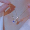 Picture of Stylish Pendant Necklace Gold Plated Deer Animal Blue Cubic Zirconia 40cm(15 6/8") long, 1 Piece