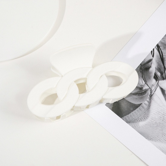 Bild von ABS Ins Stil Haarspangen Klammern Milch Weiß Gliederkette 12cm x 7cm, 1 Stück
